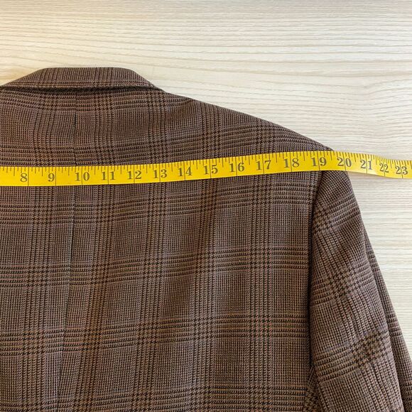 Burberry London Blazar Coat Men's Size 40R Brown Plaid Long Sleeve Front Button - Picture 7 of 11